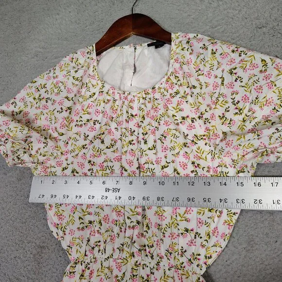 J.Crew Maxi Dress Women's 4 White Pink Meadow Floral Poplin Back-Cutout Cottage - Picture 12 of 13